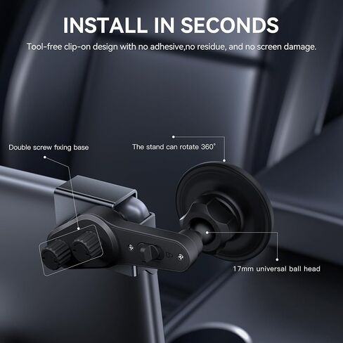 YONZEE Phone Mount for Tesla Model Y, 3, S, X and Cybertruck, Screen Mounted Magnetic Phone Holder, 360° Adjustable Hidden Car Mount, Interior Accessories Compatible with iPhone and Android Phones in Saudi Arabia