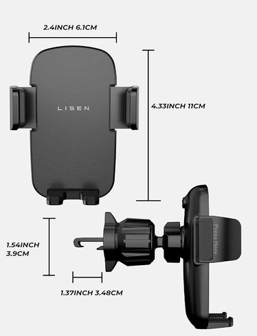 LISEN Car Phone Mount, Phone Holders for Your Car [Thick Cases Friendly] Car Vent Phone Holder & Metal Hook Truck Jeep Accessories for iPhone 17 Air Pro Samsung Google and All 4-7'' Phone in Saudi Arabia