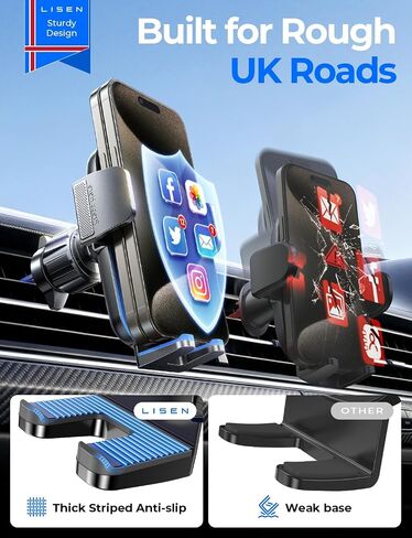 LISEN Car Phone Mount, Phone Holders for Your Car [Thick Cases Friendly] Car Vent Phone Holder & Metal Hook Truck Jeep Accessories for iPhone 17 Air Pro Samsung Google and All 4-7'' Phone in Saudi Arabia