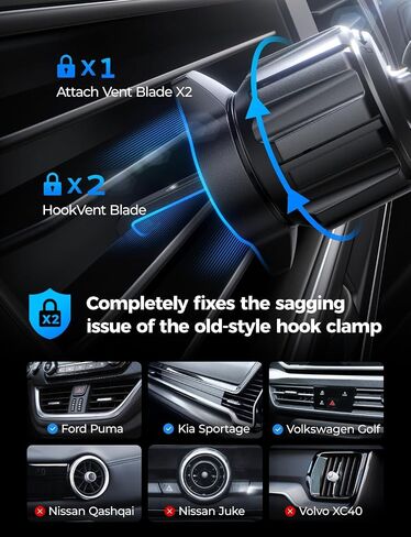 LISEN Car Phone Mount, Phone Holders for Your Car [Thick Cases Friendly] Car Vent Phone Holder & Metal Hook Truck Jeep Accessories for iPhone 17 Air Pro Samsung Google and All 4-7'' Phone in Saudi Arabia