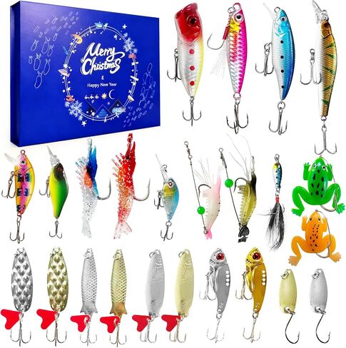 24PCS Mixed Fishing Lures Tackle Kit Hard & Soft Baits Assortment with Original Factory Printed Box, Freshwater Saltwater Fishing for Bass Trout Walleye Salmon in Saudi Arabia