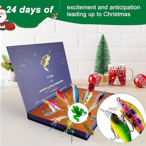 24PCS Mixed Fishing Lures Tackle Kit Hard & Soft Baits Assortment with Original Factory Printed Box, Freshwater Saltwater Fishing for Bass Trout Walleye Salmon in Saudi Arabia