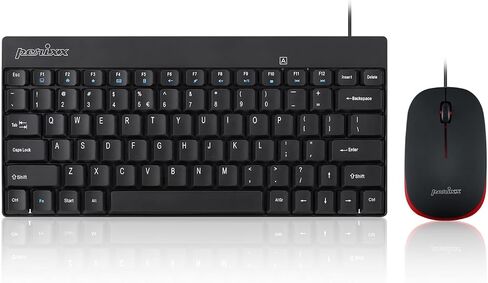 Perixx PERIDUO-212 مجموعة لوحة مفاتيح وماوس سلكية صغيرة، وصلة USB، أسود، تصميم باللغة الإنجليزية الأمريكية in Saudi Arabia