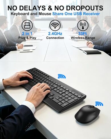 EDJO Wireless Keyboard and Mouse Combo,Silent Full Size Keyboard in Saudi Arabia