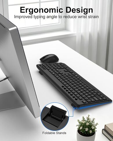 EDJO Wireless Keyboard and Mouse Combo,Silent Full Size Keyboard in Saudi Arabia