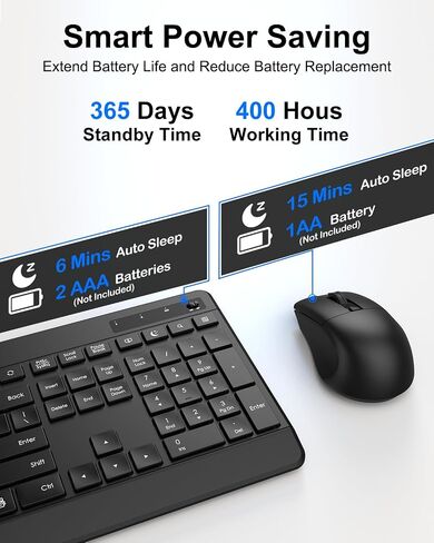 EDJO Wireless Keyboard and Mouse Combo,Silent Full Size Keyboard in Saudi Arabia