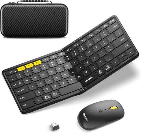 Samsers Full-Size Travel Foldable Keyboard and Mouse with Backlight, Black in Saudi Arabia