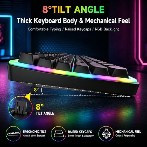 memzuoix Wired RGB Keyboard and Mouse Combo, Full-Size Keyboard with Number Pad and 6400 DPI LED Mouse, 2.4G Plug and Play Keyboard Mouse Set for PC, Laptop, Mac, Office & Gaming, Black in Saudi Arabia