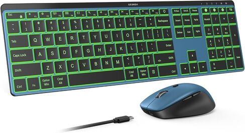 seenda COE64-3 Pro Wireless Bluetooth Keyboard Mouse Combo, 7-Color Backlit in Saudi Arabia