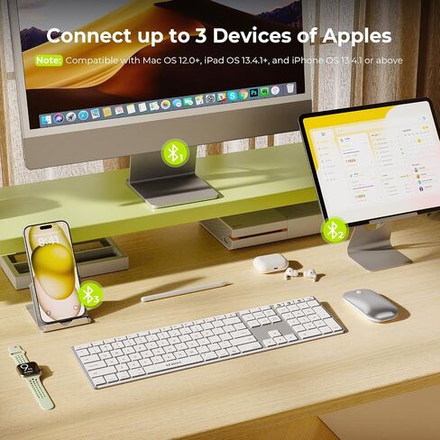 seenda COS500 Bluetooth Keyboard and Mouse, Multi-Device, White/Silver in Saudi Arabia