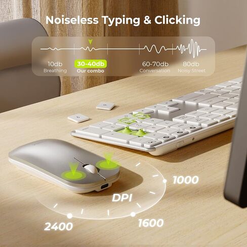 seenda COS500 Bluetooth Keyboard and Mouse, Multi-Device, White/Silver in Saudi Arabia