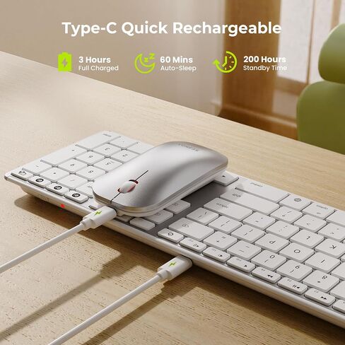 seenda COS500 Bluetooth Keyboard and Mouse, Multi-Device, White/Silver in Saudi Arabia