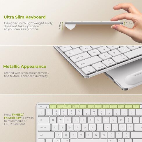 seenda COS500 Bluetooth Keyboard and Mouse, Multi-Device, White/Silver in Saudi Arabia