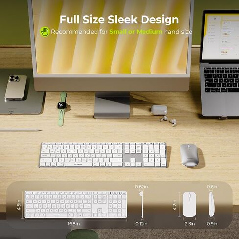 seenda COS500 Bluetooth Keyboard and Mouse, Multi-Device, White/Silver in Saudi Arabia