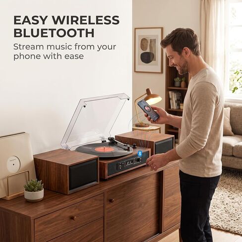 Vinyl Record Player with 6 Speakers HiFi Sound 4+2 External Stereo Speakers in Saudi Arabia