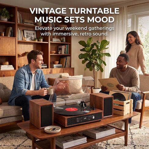 Vinyl Record Player with 6 Speakers HiFi Sound 4+2 External Stereo Speakers in Saudi Arabia
