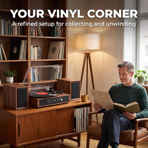 Vinyl Record Player with 6 Speakers HiFi Sound 4+2 External Stereo Speakers in Saudi Arabia