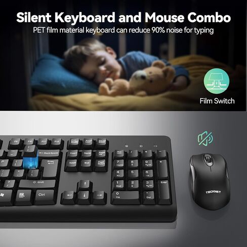 TECKNET Wireless Keyboard and Mouse Combo for Laptop, Full-Size 2.4G USB in Saudi Arabia