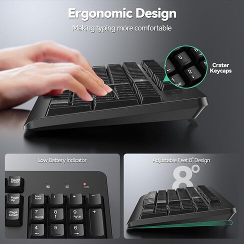 TECKNET Wireless Keyboard and Mouse Combo for Laptop, Full-Size 2.4G USB in Saudi Arabia