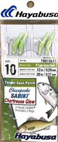 Hayabusa Chesapeake Sabiki Rig 2-Hook 2 منصات الحجم: 10 - شارتروز توهج - in Saudi Arabia