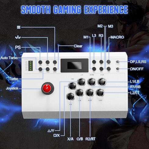 LENISUOLE Wired Arcade Stick Compatible with PS5/PS4/PC/, for PS5 Fight Stick with Programming Function, Turbo Function, 9.8FT Braided Cable Fight Stick in Saudi Arabia