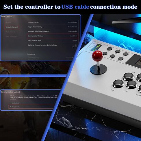 LENISUOLE Wired Arcade Stick Compatible with PS5/PS4/PC/, for PS5 Fight Stick with Programming Function, Turbo Function, 9.8FT Braided Cable Fight Stick in Saudi Arabia