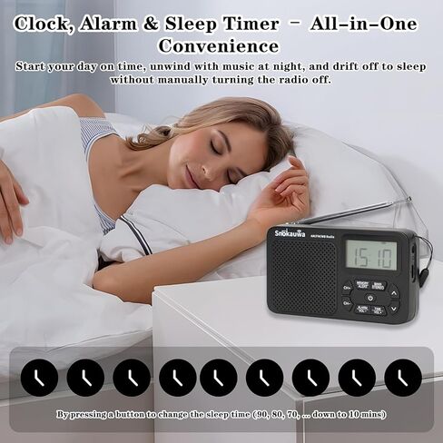 AM FM Radio, Portable Emergency Weather NOAA Radio, Small Digital Radio with Dual Mode Storage, Digital Tuner, Sleep Timer, Wall Plug and Battery Powered (Grey) in Saudi Arabia