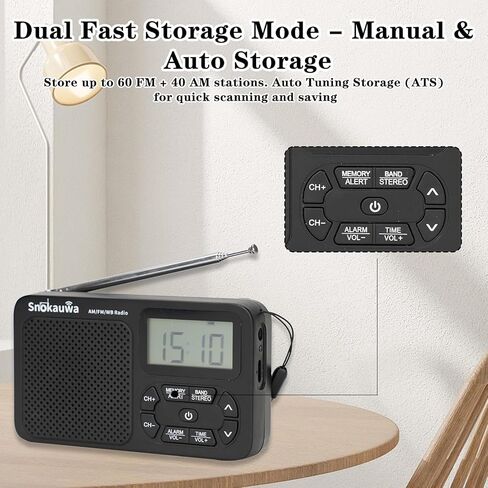 AM FM Radio, Portable Emergency Weather NOAA Radio, Small Digital Radio with Dual Mode Storage, Digital Tuner, Sleep Timer, Wall Plug and Battery Powered (Grey) in Saudi Arabia