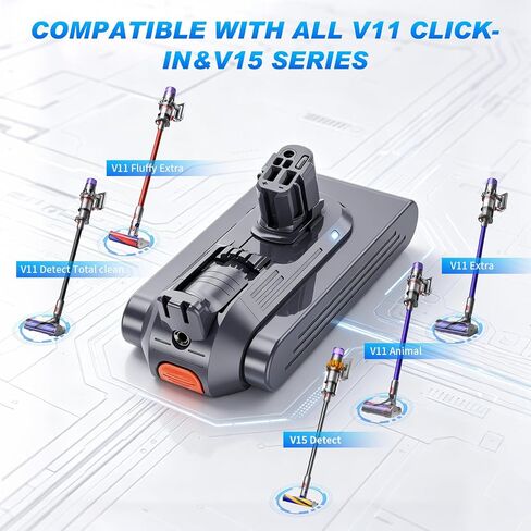 10000mAh Replacement for Dyson V11 Battery Compatible with V11 SV15 SV16 SV22 SV28 SV29 SV47 Series 970425-01 970938-01 High Capacity Battery（Click-in Type ） in Saudi Arabia