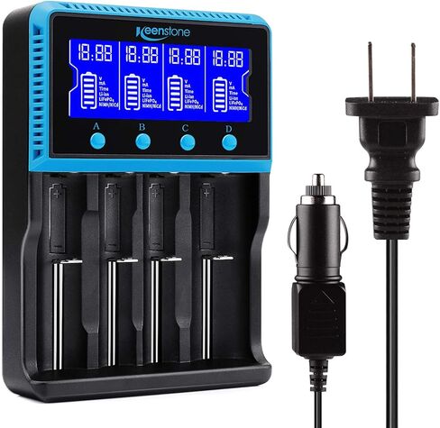 شاحن بطارية Keenstone 18650، شاحن عالمي ذكي شاشة LCD للبطاريات القابلة لإعادة الشحن Ni-MH Ni-Cd AA AAA Li-ion LiFePO4 IMR 10440 14500 16340 RCR123A 26650 in Saudi Arabia