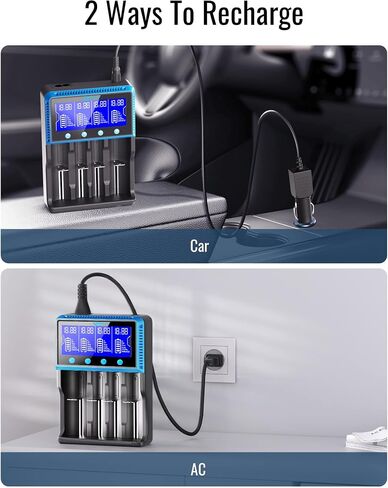 شاحن بطارية Keenstone 18650، شاحن عالمي ذكي شاشة LCD للبطاريات القابلة لإعادة الشحن Ni-MH Ni-Cd AA AAA Li-ion LiFePO4 IMR 10440 14500 16340 RCR123A 26650 in Saudi Arabia