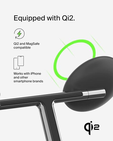 Belkin Qi2 15W Magnetic Wireless Charging Stand, 3 in 1 Fast Charger in Saudi Arabia