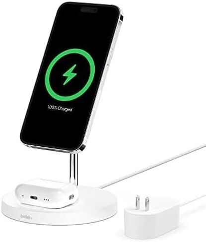 Belkin MagSafe 2 in 1 Wireless Charging Stand, Fast Charger (Renewed) in Saudi Arabia