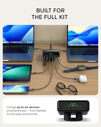 Satechi ChargeView 240W GaN Charger, On-Demand LCD Display, Space Black in Saudi Arabia