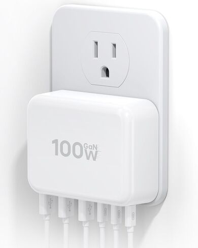 100W USB Fast Charger Block, Flat 6-Port Fast GaN USB Charging Station Hub in Saudi Arabia