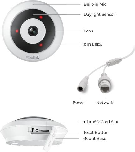 REOLINK WiFi Security Fisheye Camera, 2K+ 6MP 360° Panorama, 2.4/5GHz WiFi in Saudi Arabia