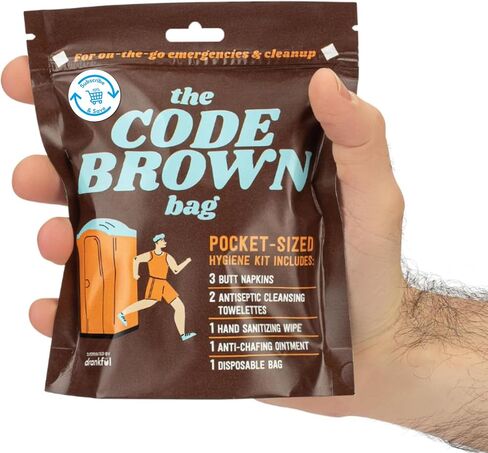 Drankful Code Brown Bag, Portable Emergency Bathroom Kit for Runners, Camping & Hiking | Single Use Travel Hygiene Pack with Butt Wipes, Hand Sanitizer & Anti-Chafe Ointment in Saudi Arabia