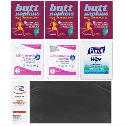 Drankful Code Brown Bag, Portable Emergency Bathroom Kit for Runners, Camping & Hiking | Single Use Travel Hygiene Pack with Butt Wipes, Hand Sanitizer & Anti-Chafe Ointment in Saudi Arabia