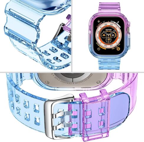 DABAOZA Compatible for Clear Apple Watch Band 49mm Ultra 3 2 1 C-PurpleBlue in Saudi Arabia
