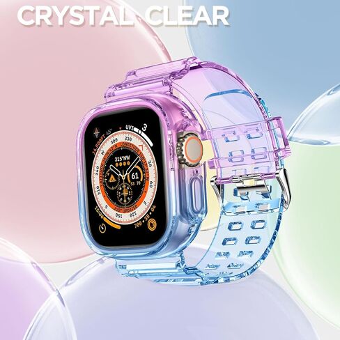 DABAOZA Compatible for Clear Apple Watch Band 49mm Ultra 3 2 1 C-PurpleBlue in Saudi Arabia