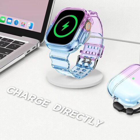 DABAOZA Compatible for Clear Apple Watch Band 49mm Ultra 3 2 1 C-PurpleBlue in Saudi Arabia