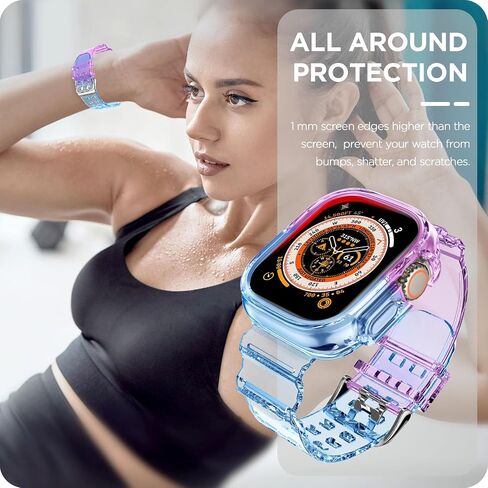 DABAOZA Compatible for Clear Apple Watch Band 49mm Ultra 3 2 1 C-PurpleBlue in Saudi Arabia