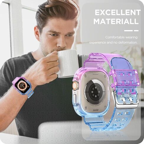 DABAOZA Compatible for Clear Apple Watch Band 49mm Ultra 3 2 1 C-PurpleBlue in Saudi Arabia