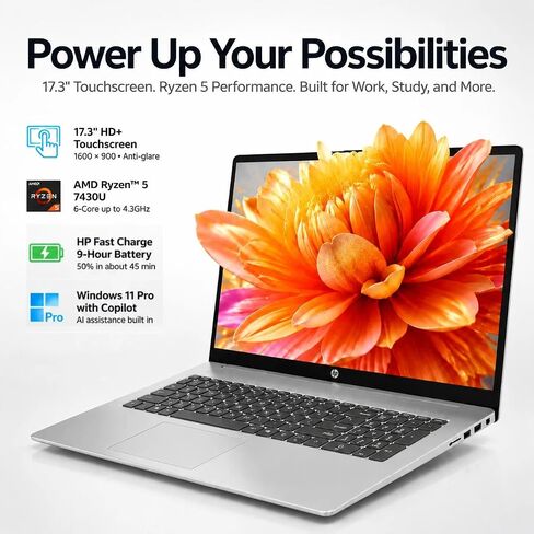 HP 17-inch Touchscreen Business Laptop, AMD Ryzen 5 7430U, 32GB RAM 1TB SSD in Saudi Arabia