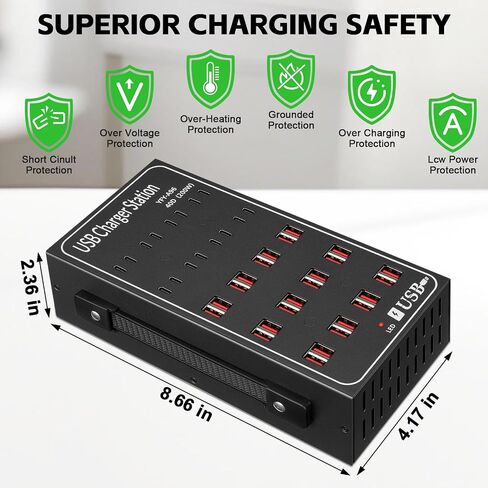 200W 40A USB Charging Station for Multiple Devices, 40 Port Fast USB Charger Block, Desktop Wall Fast Charger with Intelligent Protection, USΒ Power Strip Suitable for Home Office School in Saudi Arabia