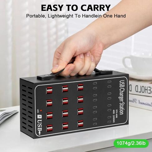 200W 40A USB Charging Station for Multiple Devices, 40 Port Fast USB Charger Block, Desktop Wall Fast Charger with Intelligent Protection, USΒ Power Strip Suitable for Home Office School in Saudi Arabia