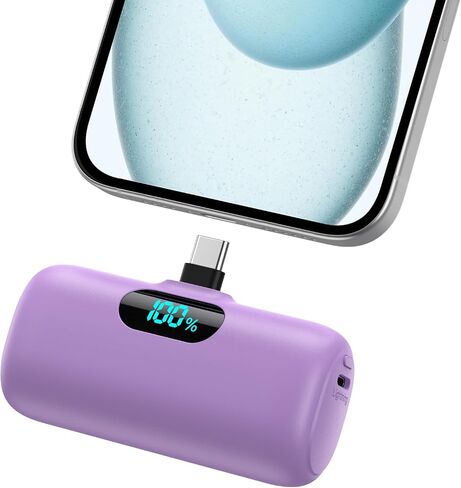 Mini Portable Charger USB C Power Bank,Upgraded 5000mAh PD Fast Charging Battery Pack Built-in USB-C Connector Travel Essential for iPhone17/17Pro/17Pro Max/Air/16 Plus/16Pro Max/15 Series,Android in Saudi Arabia