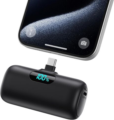 Mini Portable Charger USB C Power Bank,Upgraded 5000mAh PD Fast Charging Battery Pack Built-in USB-C Connector Travel Essential for iPhone17/17Pro/17Pro Max/Air/16 Plus/16Pro Max/15 Series,Android in Saudi Arabia