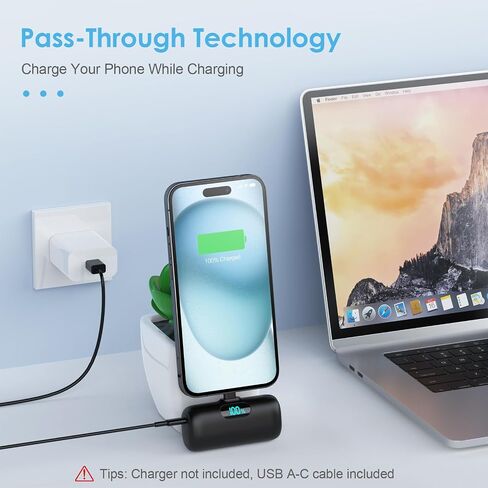 Mini Portable Charger USB C Power Bank,Upgraded 5000mAh PD Fast Charging Battery Pack Built-in USB-C Connector Travel Essential for iPhone17/17Pro/17Pro Max/Air/16 Plus/16Pro Max/15 Series,Android in Saudi Arabia