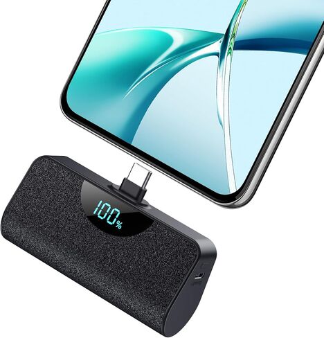 Mini Portable Charger USB C Power Bank,Upgraded 5000mAh PD Fast Charging Battery Pack Built-in USB-C Connector Travel Essential for iPhone17/17Pro/17Pro Max/Air/16 Plus/16Pro Max/15 Series,Android in Saudi Arabia